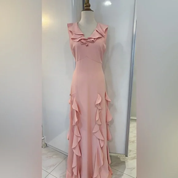 Mikael Aghal Dresses | Mikael Aghal Long Dress In Light Pink | Color: Pink | Size: 8 | Showroom973's Closet